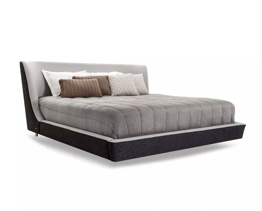 MUSA King Bed in Charcoal and Light Gray fabric