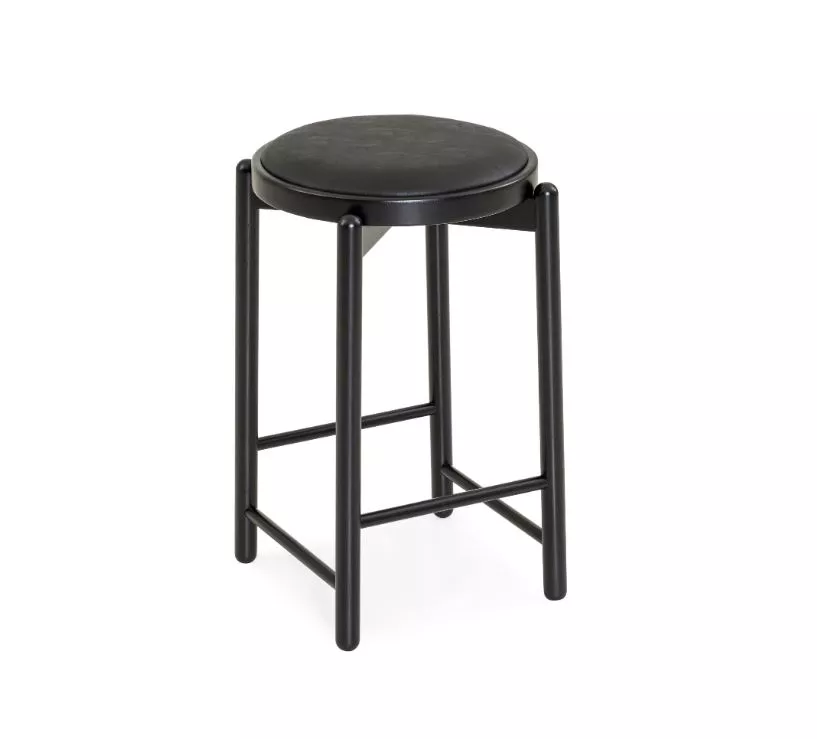 MARU Barstool in Black finish and Black faux leather