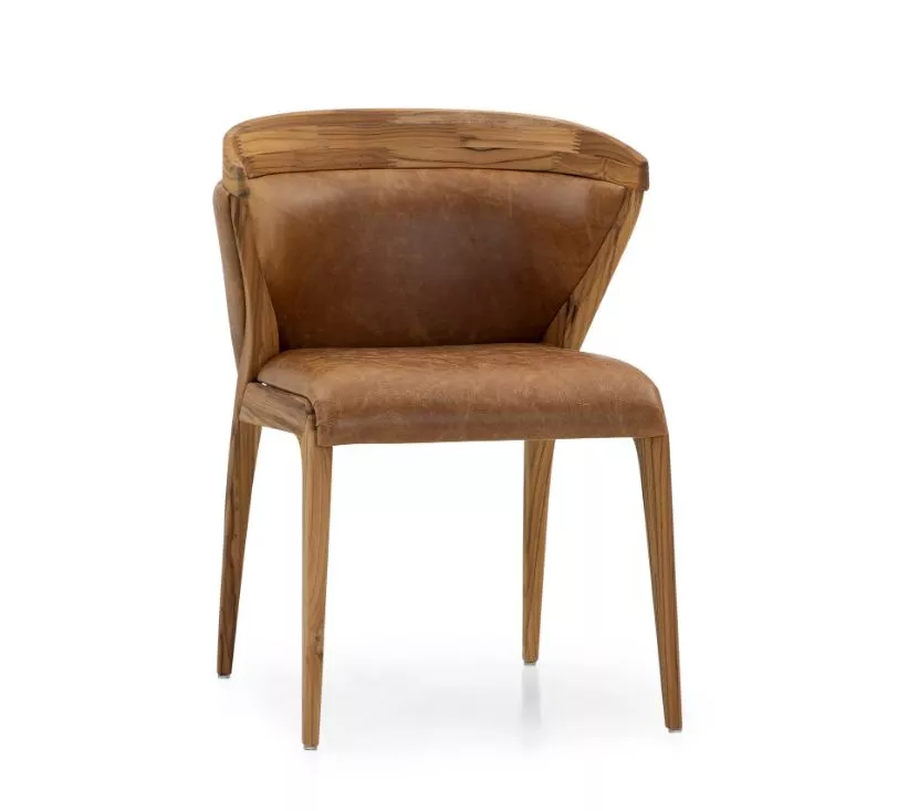 MAT Dining Chair in Teak and Caramel leather