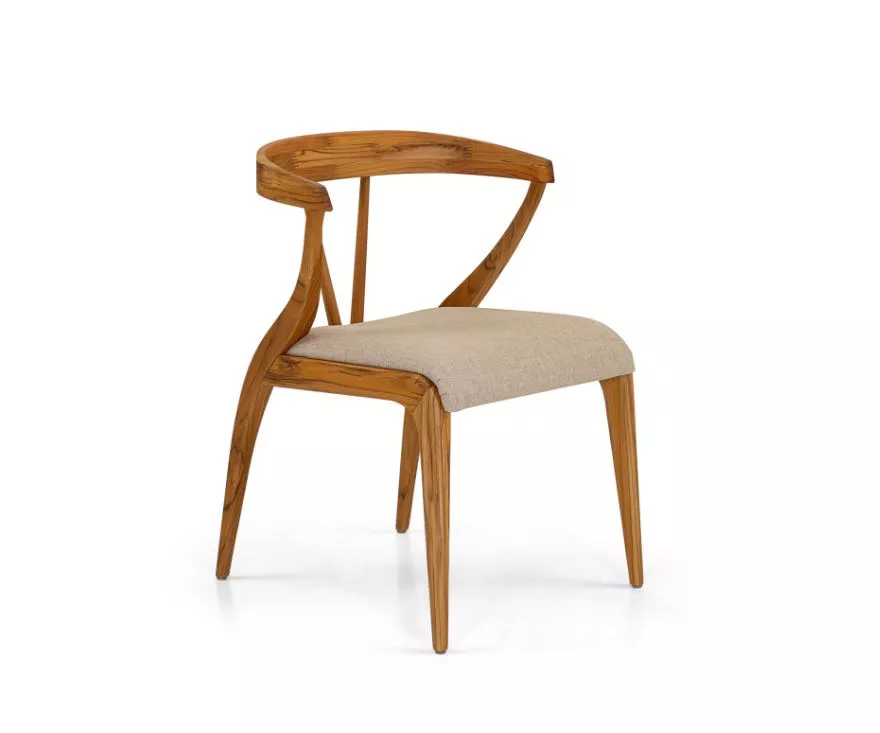 MAT Dining Chair in Teak and Oatmeal fabric