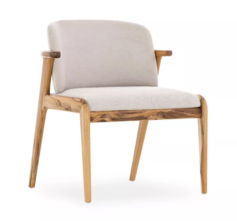 NOWE Dining Chair in Teak and Beige fabric