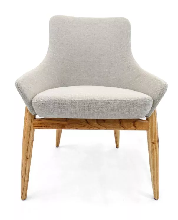 SHELL Dining Chair in Chinaberry with Oatmeal fabric