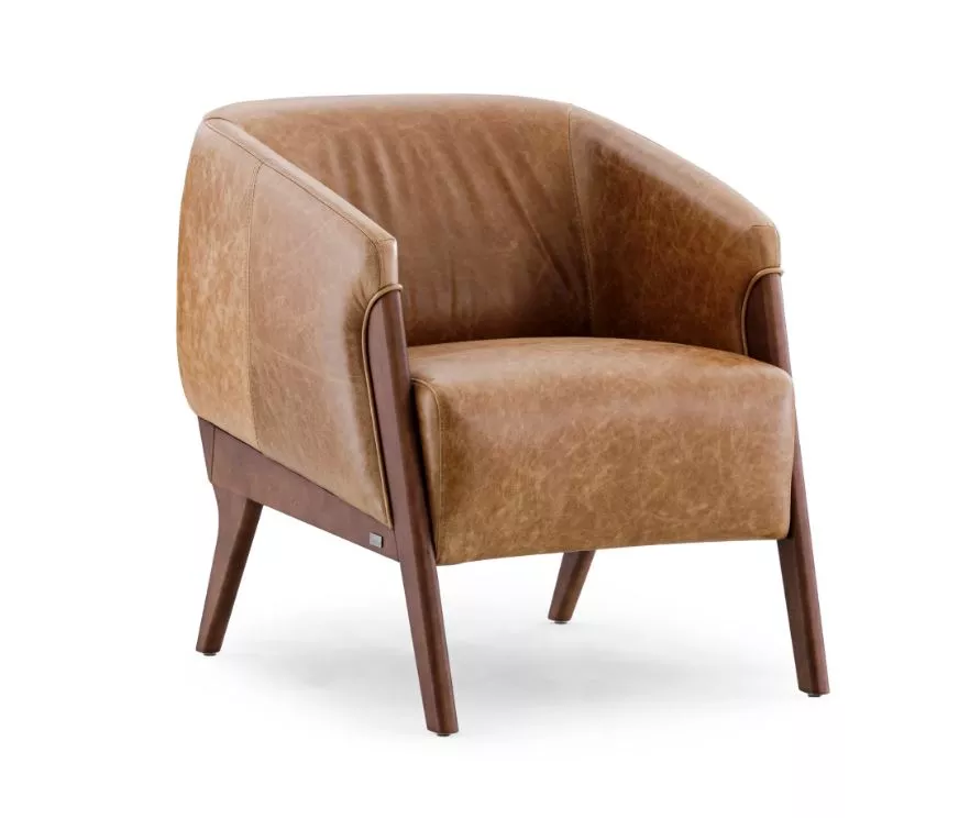 ABRA Armchair in Walnut and Caramel leather